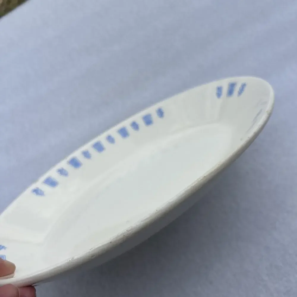 Oxford Brazil Platter Vintage Restaurant Ware 2830-1 Cream Blue 11” X 8.25” EUC